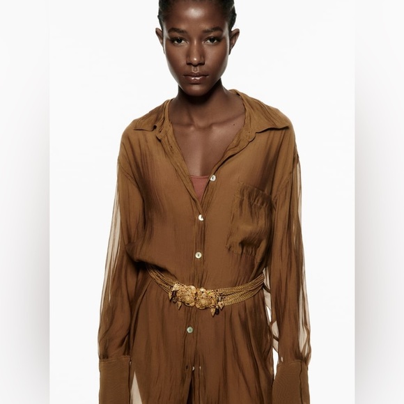 NWT. Zara Golden  Belt with Metal Chains. Size 34/EUR 90. - Picture 1 of 8